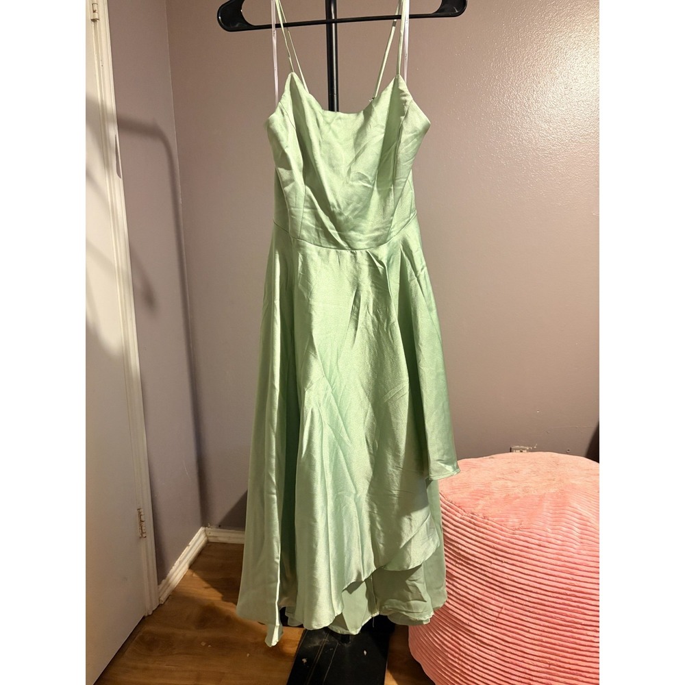 Lulus Light Green Satin Tie‎ Back Sleeveless Dress Sz M NWT